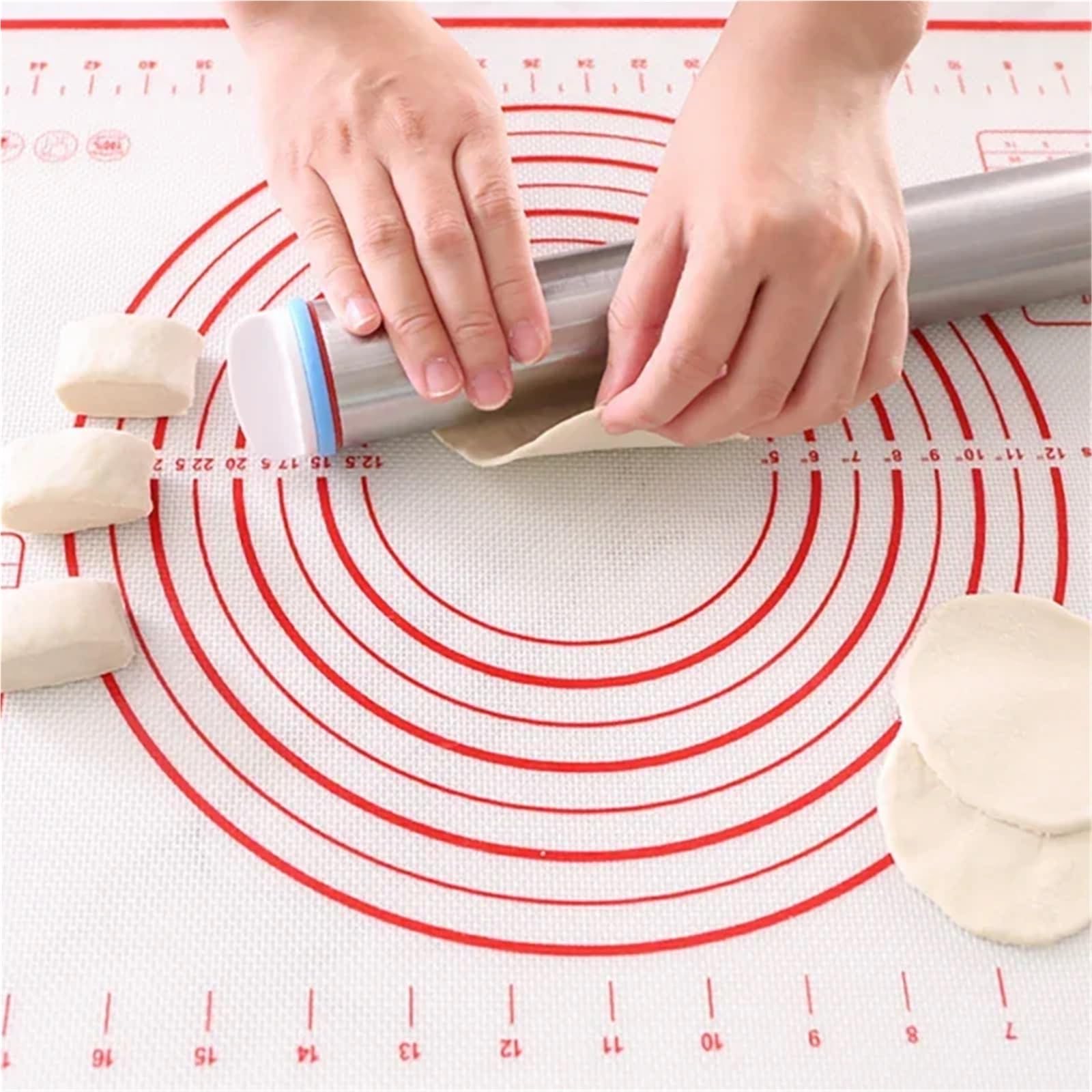Silikon Backmatte Roll Kneten Pad Gebäck Werkzeuge Pizza Teig Antihaft-Silikon-Matte for die Küche für Fondant Pizza(Black,60x80cm)