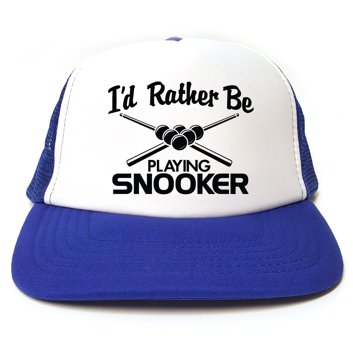 Rocket Fuel 'I'd Rather Be Playing Snooker' Funny Printed Trucker Cap - Royal Blue