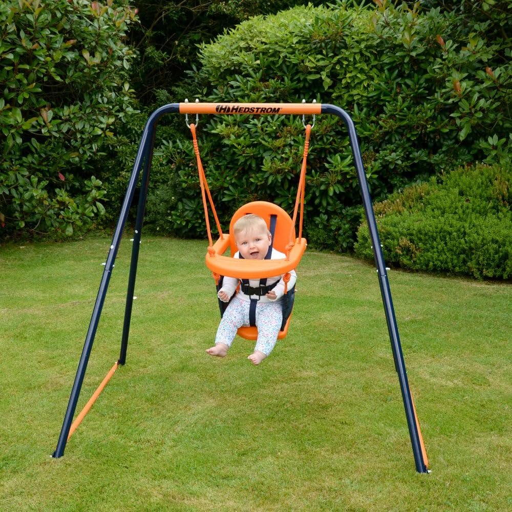 Musical Baby Swing Set | Ages 6-36 months | Folding Outdoor Play Equipment for Child | Adjustable Kids Playground Seat for Toddler | Garden Active Toy Swinging Chair with High Back