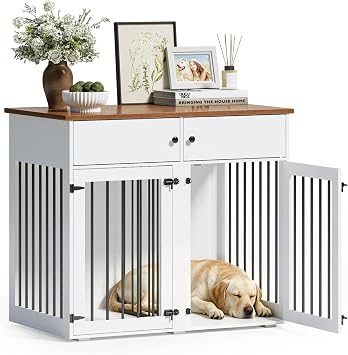 TIMHAKA 41" Dog Crate Furniture, Heavy Duty Dog Cage with Removable Divider