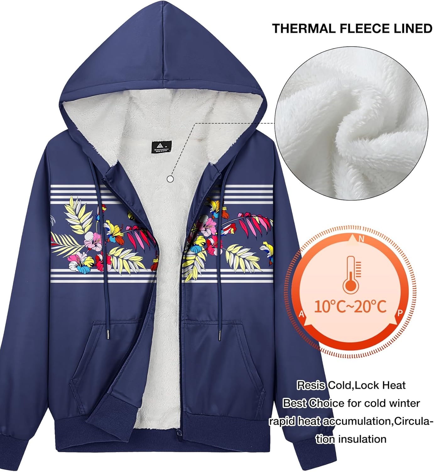 Womens Fleece Zip Up Hoodies Winter Sherpa Lined Jacket Hooded Zipper Sweatshirt Casual Thick Warm Outerwear Coat - Image 7