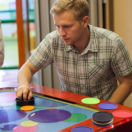 Miniatura 2 de Gejoy 8 discos de hockey de aire de 2.5 pulgadas de repuesto, discos redondos multicolor para hockey aéreo, accesorios de equipo, 0.18 onzas (rojo,