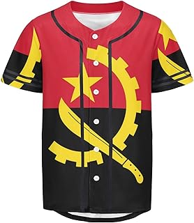 Vnurnrn Angola Flag Mens Baseball Button Down Jersey Hipster Hip Hop T Shirts