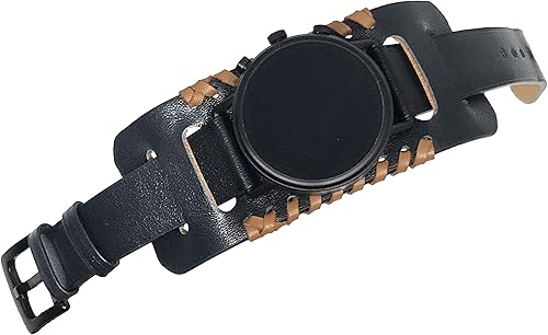 Miniatura 4 de Correa de reloj de cuero genuino de 0.866in, compatible con reloj de 0.866in de ancho, Galaxy Watch 1.811in, Gear S3, Fossil