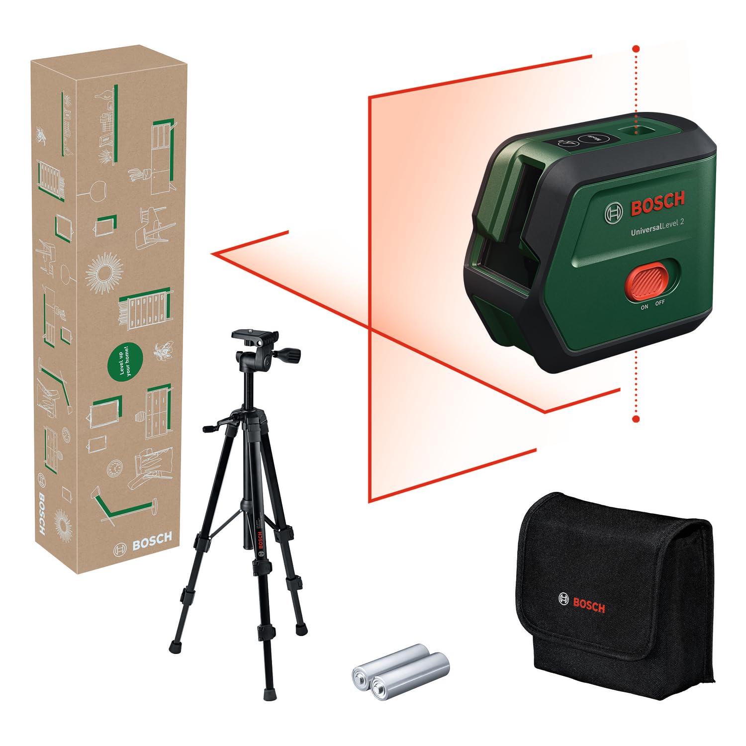 Bosch Cross Line Laser Plumb Function Universallevel 2 Set Carton 0603663Fz1 from B&Q