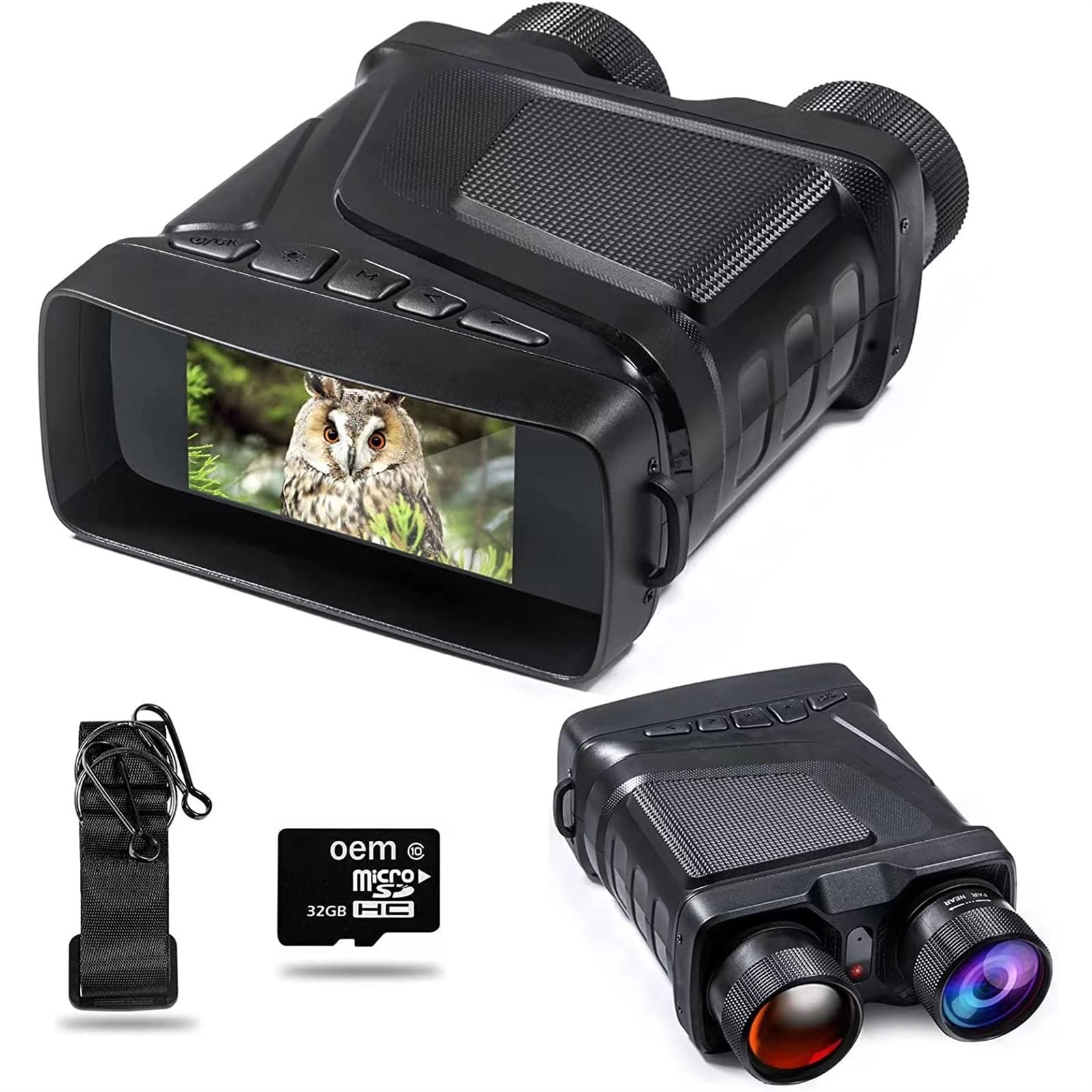 CHRONUS - Binocolo Per Visione Notturna, Raggio Visivo Di 500 M Occhiali Notturni A Infrarossi Digitali Superiori Da 5 W Con Scheda Micro Sd Da 64 Gb Nero 7780787415435