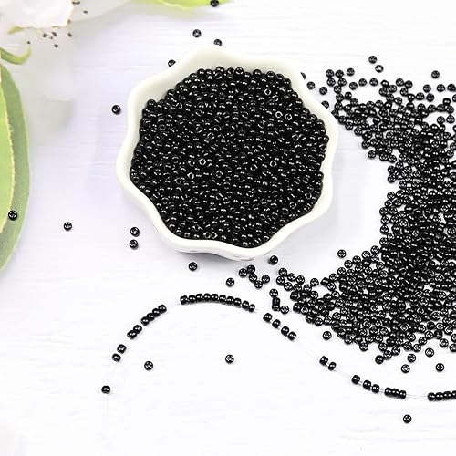 Miniatura 2 de Cuentas negras de tamaño 80 para manualidades, cuentas de semillas de vidrio de 0.118 pulgadas para fabricación de joyas (en total alrededor de 3.53