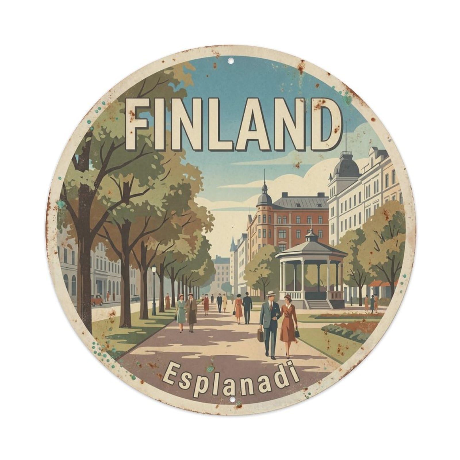 Vintage Travel Finland Picturesque Metal Tin Sign