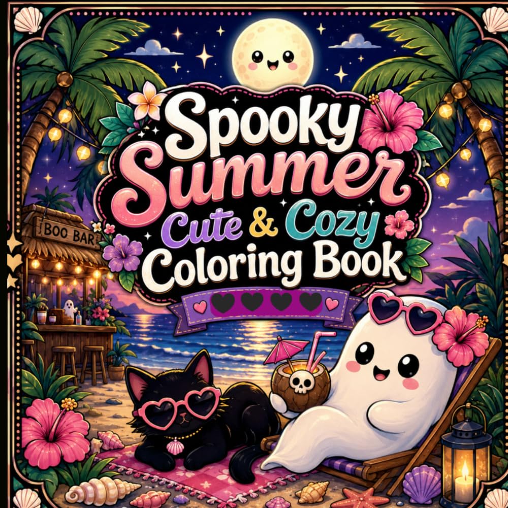 Cute and Cozy Spooky Summer Coloring Book: Featuring Enchanting Characters, Sunny Adventures, and Magical Coloring Fun.