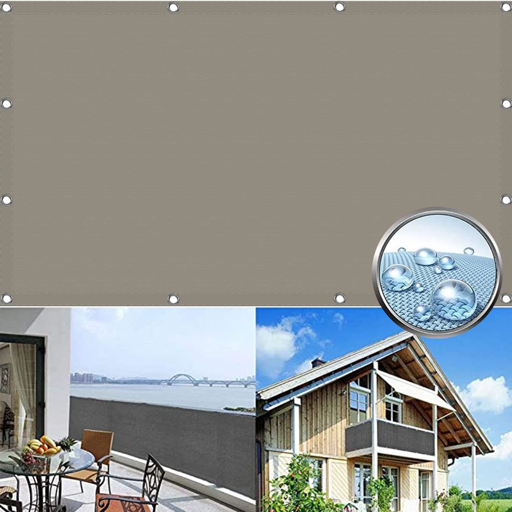 Voile d'ombrage 1x3m imperméable kaki bloquant 98% UV pour abriter un jardin ou une véranda