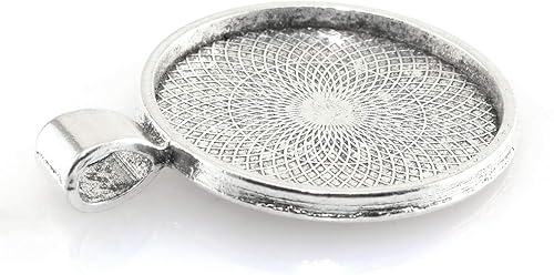 Miniatura 20 de Bandejas colgantes de bisel redondo, cabujón, base en blanco para manualidades, fotos, joyas, hallazgos, fabricación de accesorios, Plata Plata