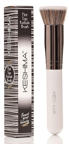 Keshima - Brocha para base de maquillaje líquido, crema y polvo, con parte superior plana, para maquillaje, crema y polvo, para pulir, mezclar y