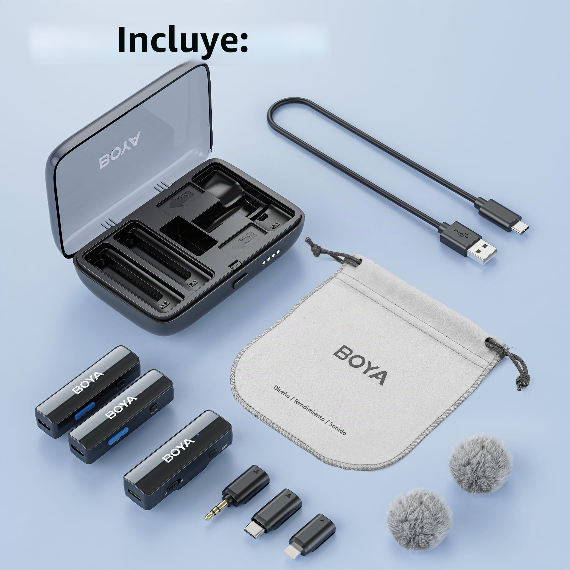 BOYA Boyalink Micrófono Lavalier inalámbrico para vlogging, micrófono de Solapa de Doble Canal de 2.4GHz para teléfonos Inteligentes, cámara DSLR, videocámara, tabletas, Video de Youtube Livestress