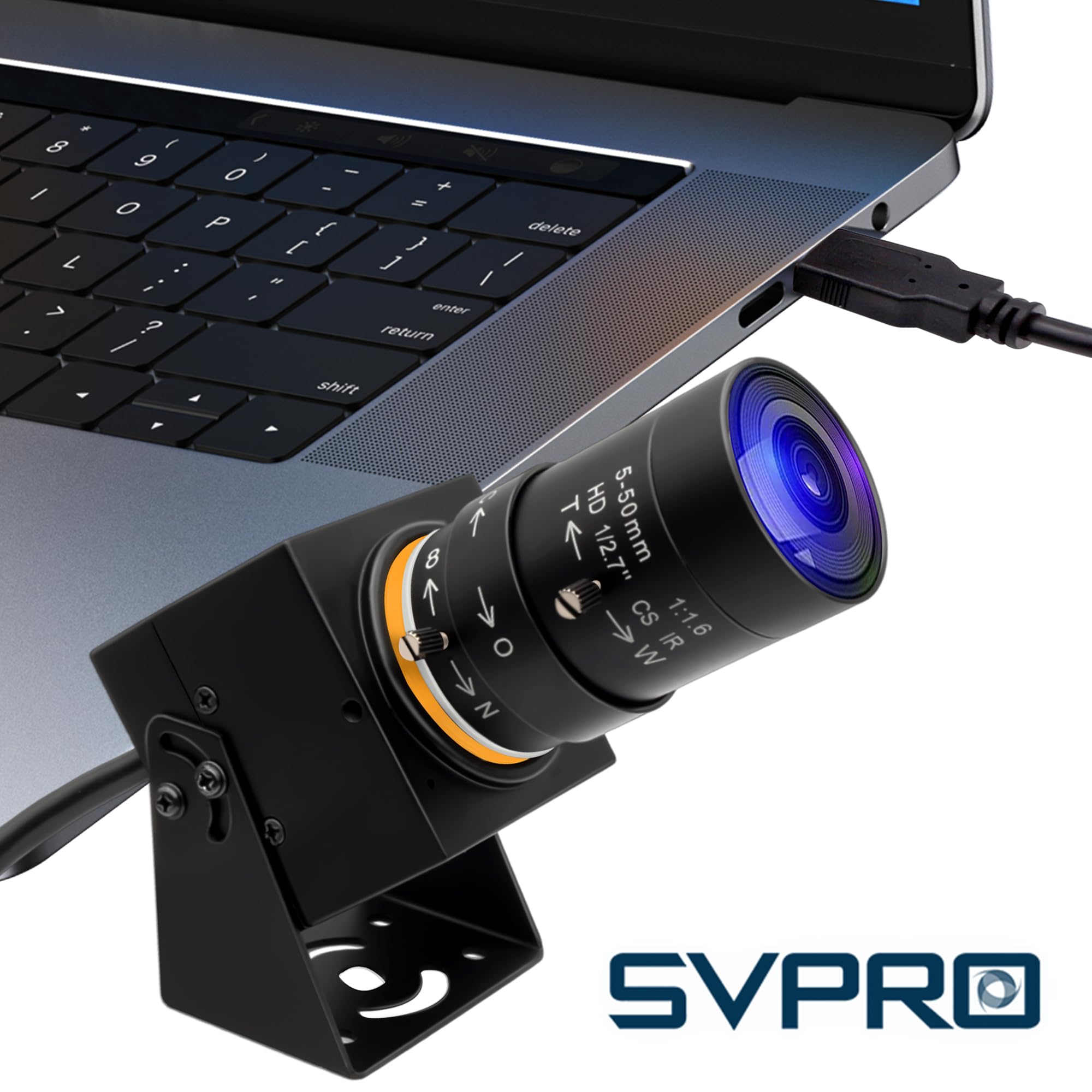 Svpro 2 MP Global Shutter USB Camera 90 FPS Telecamera ad alta velocità con zoom da 5 a 50 mm, messa a fuoco manuale Webcam per Glof Swing, 10 X zoom ottico telecamera industriale USB Plug and Play