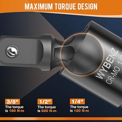 Miniatura 8 de Juego de adaptador de enchufe de impacto y reductor, juego de adaptadores de impacto de 14" 12" 38" 34" y juego de enchufes giratorios de impacto