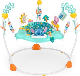 Bright Starts Disney Stitch Little Ohana Baby Activity Jumper: 10+ Toys, Lights, Music, 360° Spin for 6-12 Months