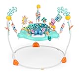 Bright Starts Disney Stitch Little Ohana Baby Activity Jumper with Interactive Toys, Lights & Music with Stitch, Angel & Scrump, 6-12 Months (Blue)