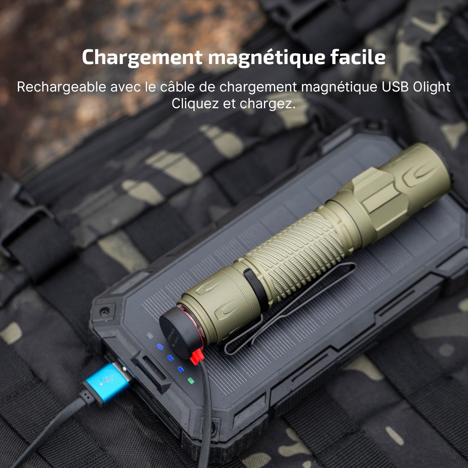 OLIGHT Warrior Ultra Lampe Torche LED Tactique 2500 LM 320M Charge USB-C | Boîtier OAL, Design EDC Compact, Double Interrupteur, Étanche IPX8, Idéal Pour le Camping, la Randonnée et l'urgence