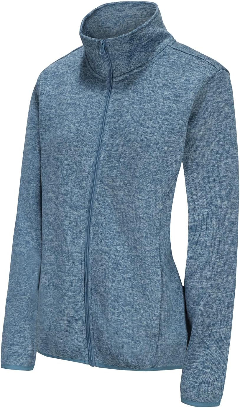 Dolcevida Women's Long Sleeve Sweater Fleece Zip Up Speckled Jacket with Pockets - Image 2