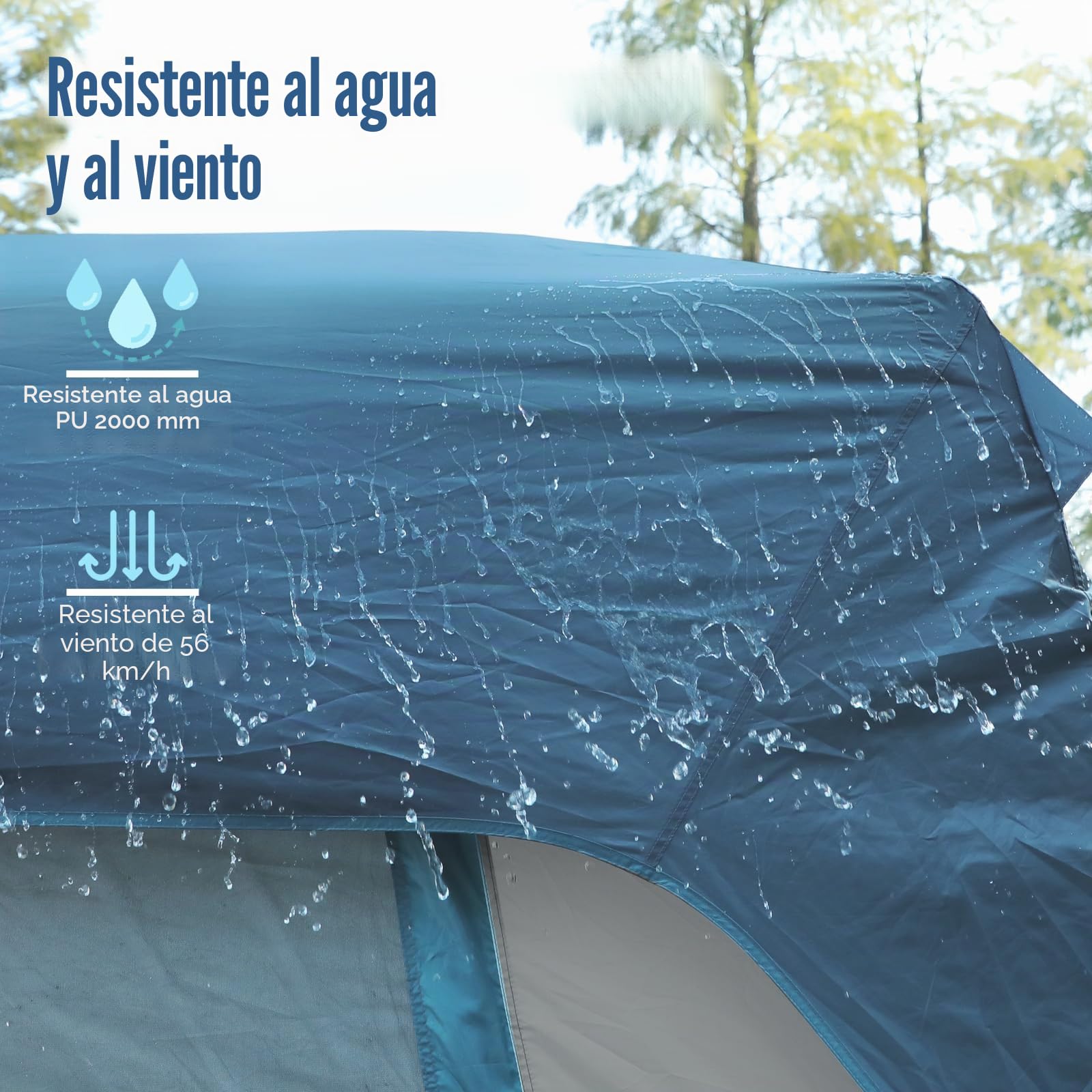Portal SUV Tienda de Campaña para 5 Personas con Porche, 2 en 1, Resistente al Agua y al Viento, 2 Puertas, para Viajes y Aventuras al Aire Libre