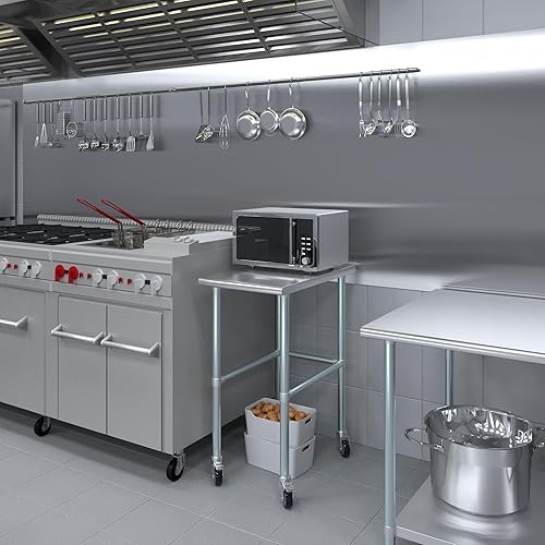 Miniatura 10 de AmGood Mesa de trabajo de acero inoxidable, base abierta y ruedas, estación de trabajo, banco de trabajo de metal (base abierta de mesa de trabajo