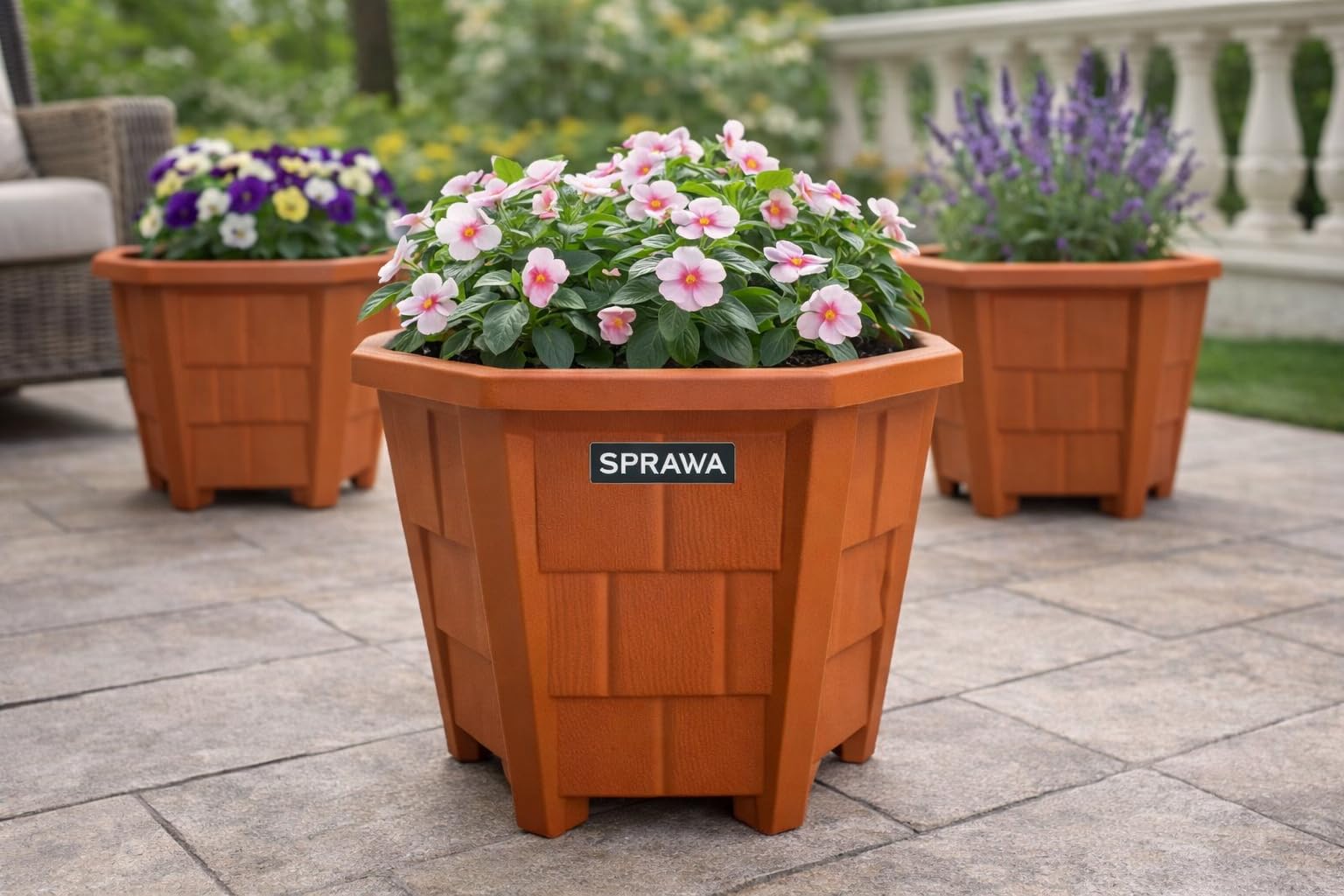 SPRAWA Heavy Duty Hexagon Shape Plastic Planter Pot for Home Balcony Office Garden | Strong Durable Indoor Outdoor Flower Plant Pot | Modern Design | Easy Drainage | Height 19 cm (Pack of 3)-image-10