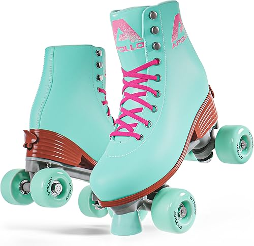 APOLLO Patines de ruedas para mujer  Patines retro para mujeres y niñas  Patines cuádruples de tamaño ajustable para mujer con tacón alto  Patines