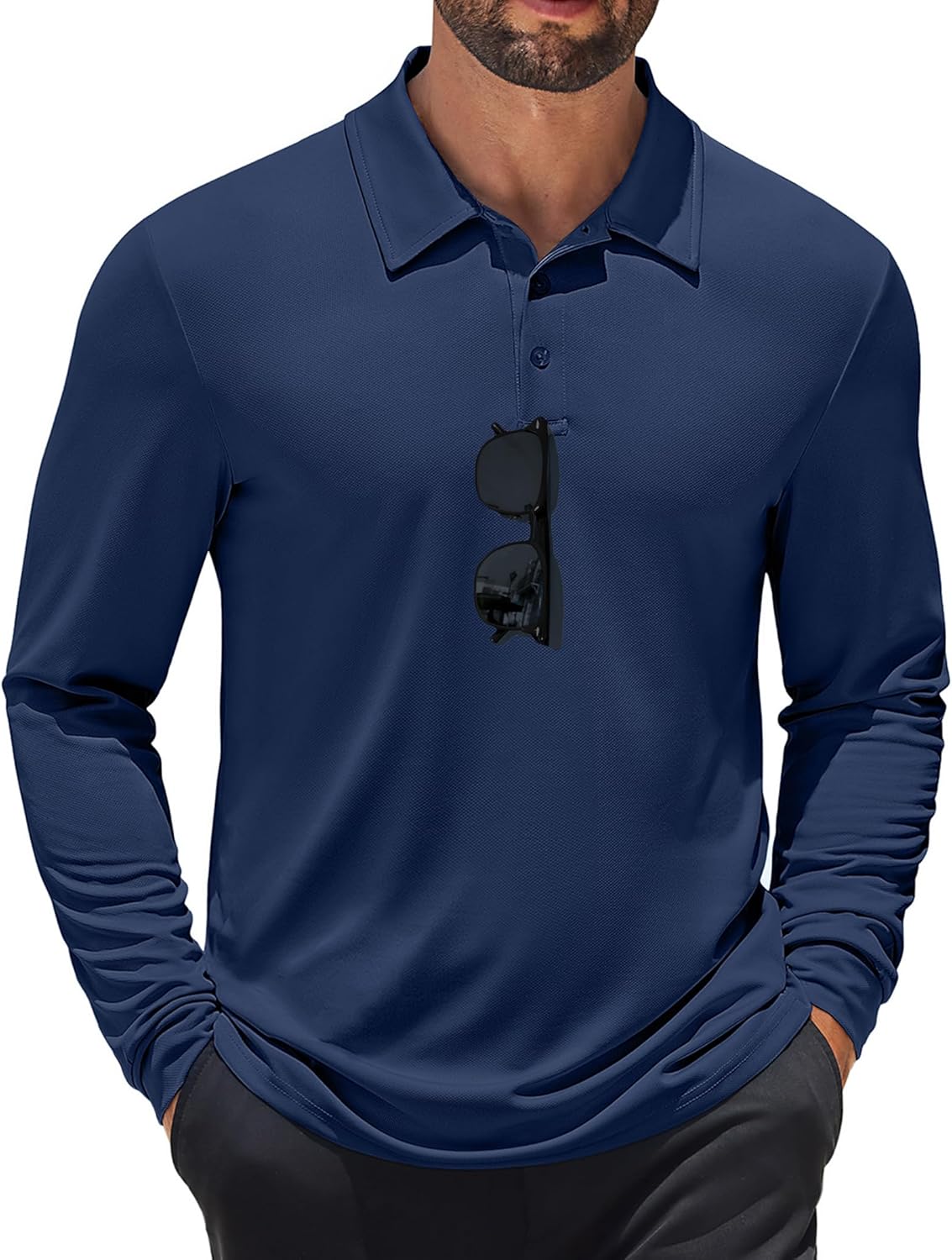 COOFANDY Men's Long Sleeve Polo Shirts Quick Dry Moisture Wicking Lightweight Golf Shirts Casual Collared Shirt