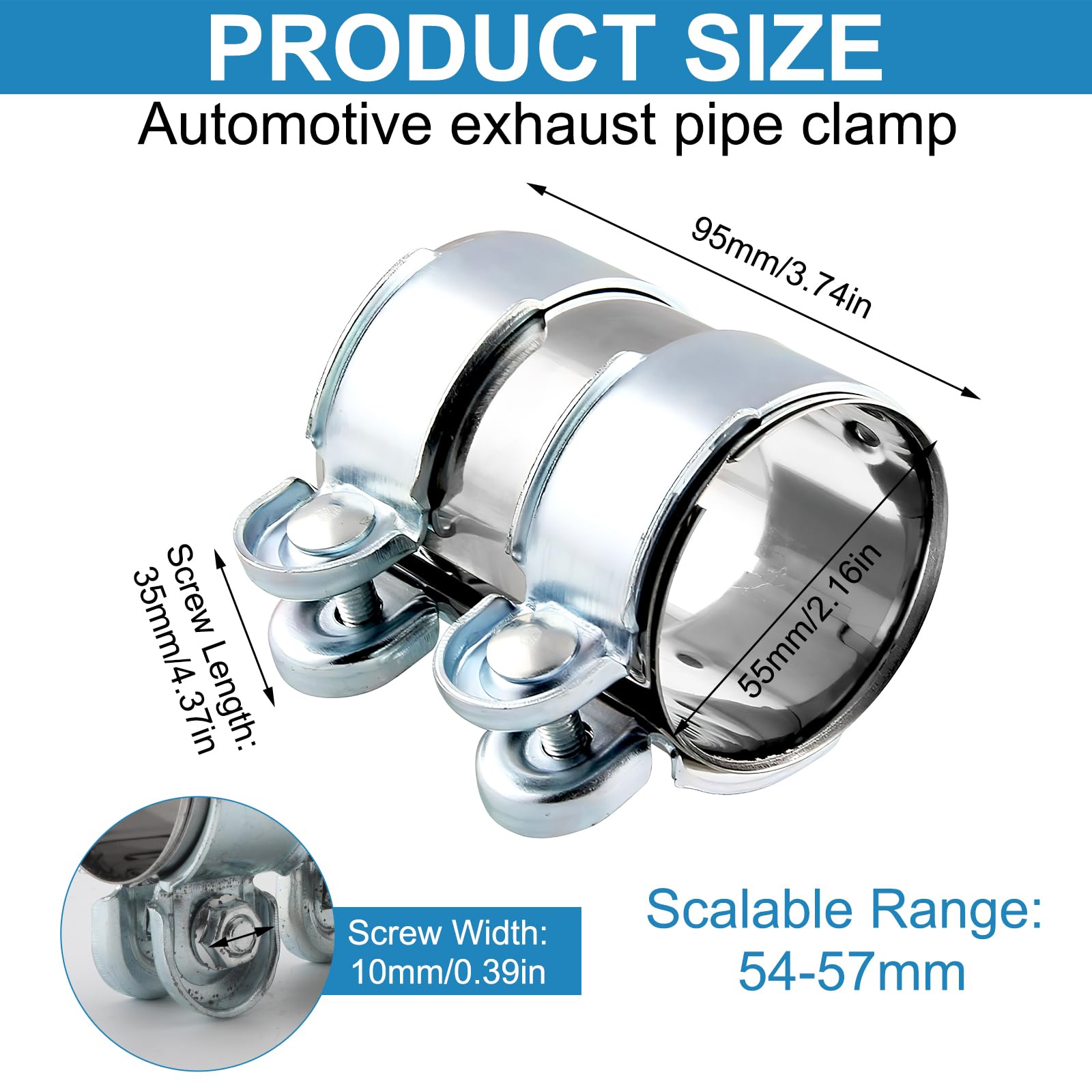 Raccord Tuyau Échappement 50mm Acier Inox - Universal Fit