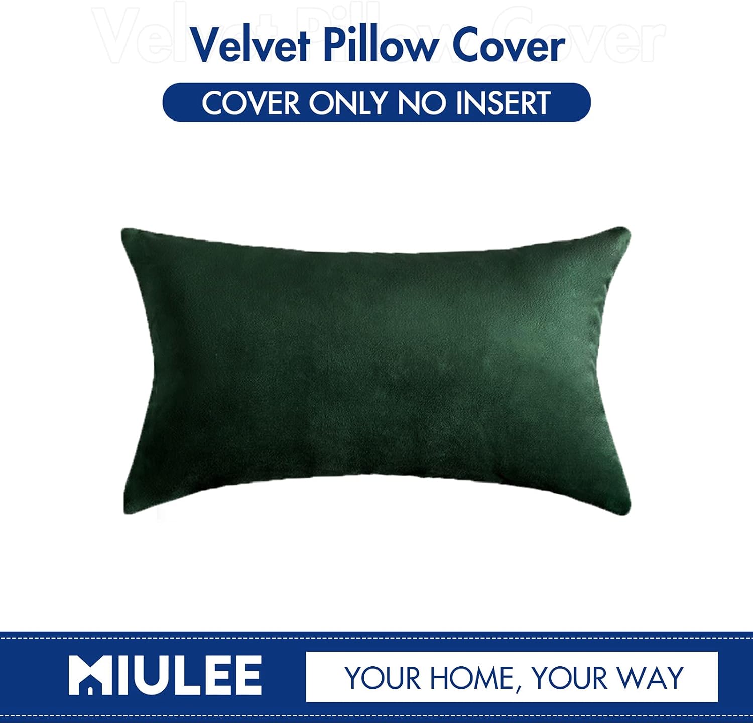 MIULEE Velvet Pillow Cover Soft Luxury Decorative Throw Pillow Cover Single Lumbar Rectangle Cushion Case Home Decor for Couch Sofa Bedroom Car,12x20 Inch Army Green