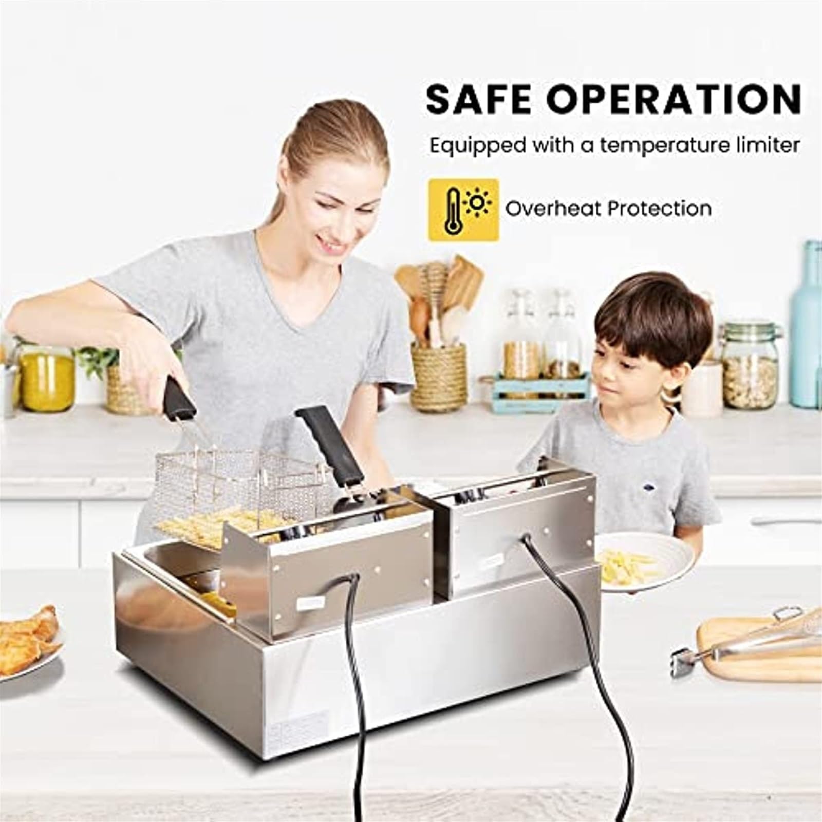 業務用 フライヤー Amazon.co.jp: 20.7 クォート業務用電気フライヤー、2 x 6.35 クォート 店舗用品