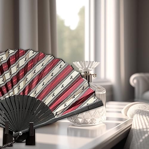 Miniatura 2 de FORTUNA Tokyo Abanico de mano plegable estilo japonés, abanico de seda plegable, pieza de decoración de abanico con soporte de abanico, artesano