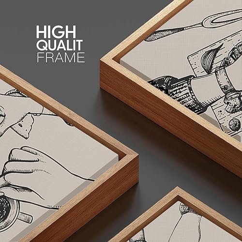 Miniatura 6 de BINCUE Arte de pared grande enmarcado para comida y bebida, decoración de pared de pizza, animaciones, boceto, pintura retro, lienzo para cocina,