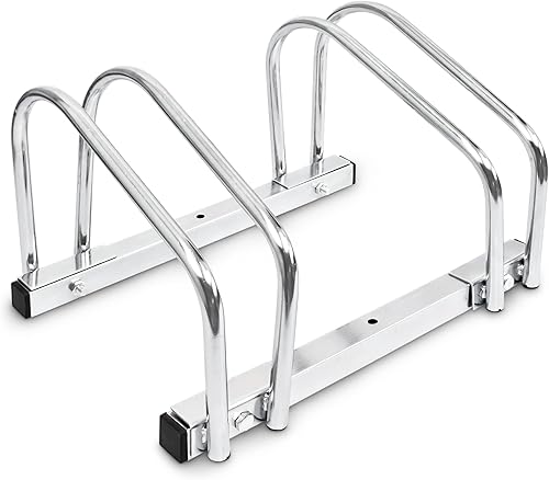 Soporte para 2 bicicletas para montaje en suelo y pared, para 2 bicicletas de acero cromado, resistente a la lluvia para exteriores, 10.2 x 15.7 x