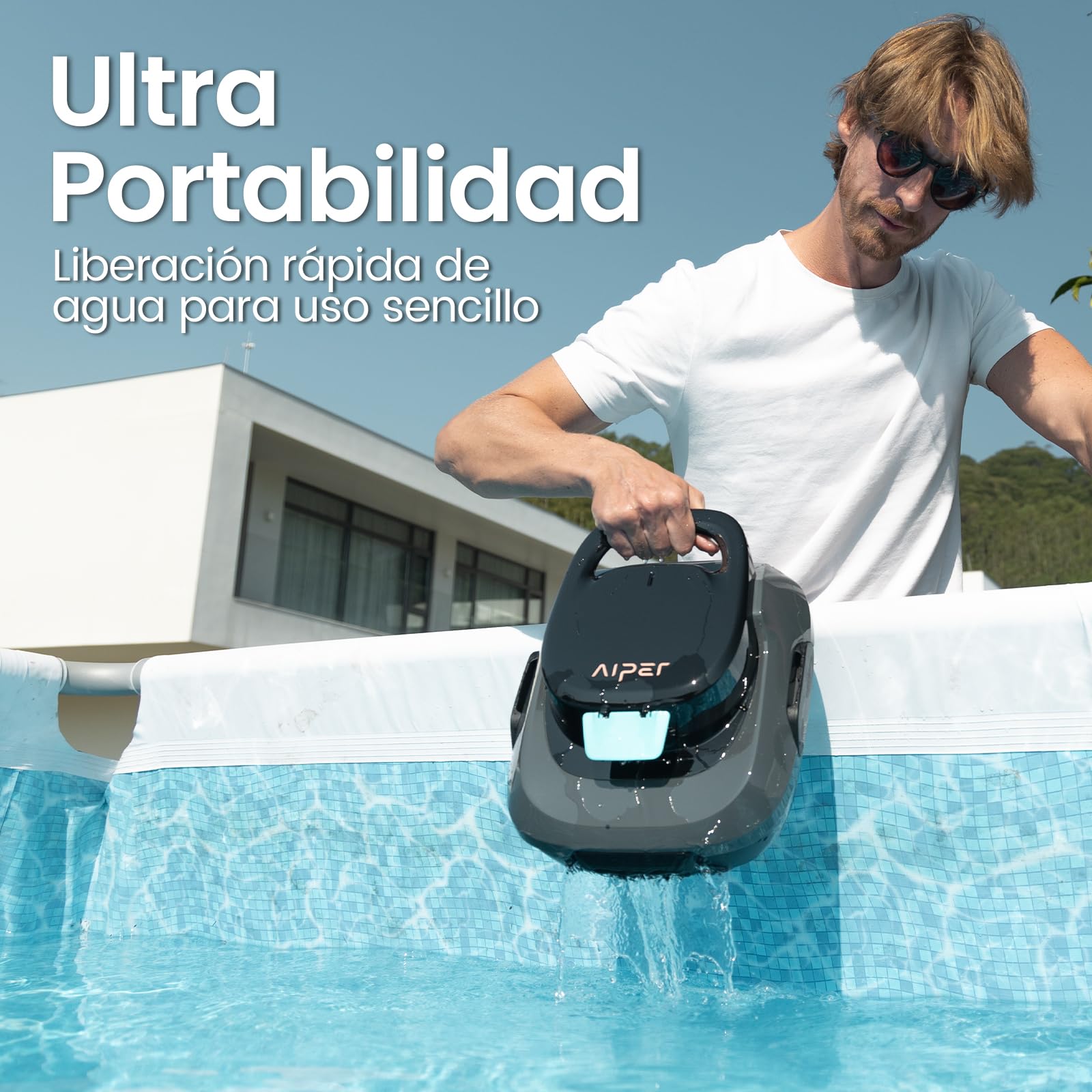 AIPER Scuba SE Limpiafondos Piscina, Robot de Piscina Sin Cable, 90 Minutos de Limpieza, Potente Aspiración, Autoaparcable, para Piscinas Elevadas de hasta 80㎡