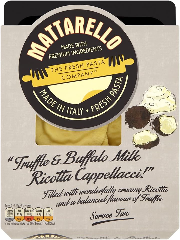 Mattarello By The Fresh Pasta Company Truffle and Buffalo Ricotta Cappellacci, 250g