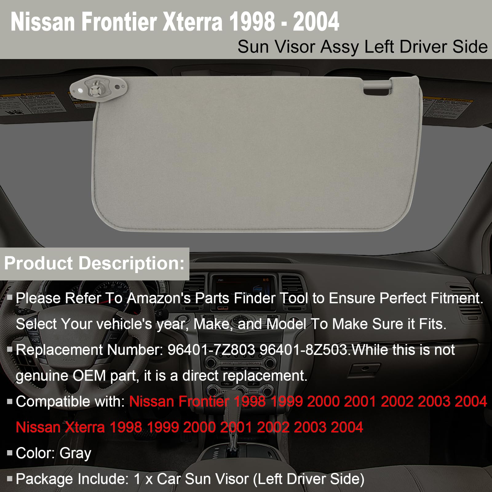 Amazon.com: NHILES Driver Left Side Sun Visor Replacement Fits for
