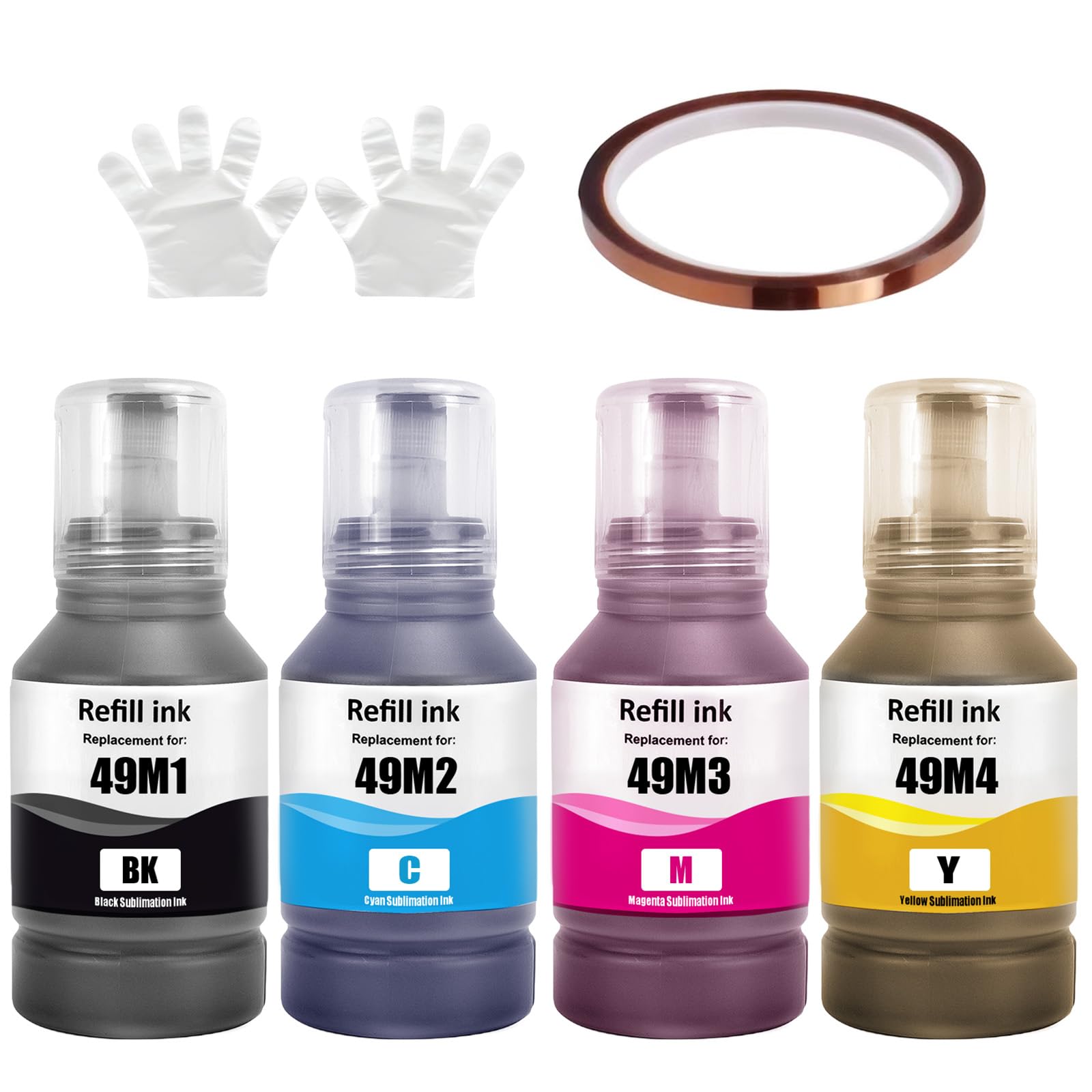 T49M Recharges d'encre de sublimation compatibles avec bouteilles d'encre 4 couleurs T49M1 T49M2 T49M3 T49M4 pour imprimantes F170 F570, sans ICC-Free/anti-UV