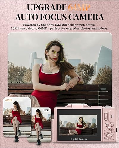 Miniatura 3 de Cámara digital 4K para fotografía y vlogging, cámara de YouTube con pantalla abatible de 180 de 3 pulgadas, enfoque automático, WiFi, zoom 18X,