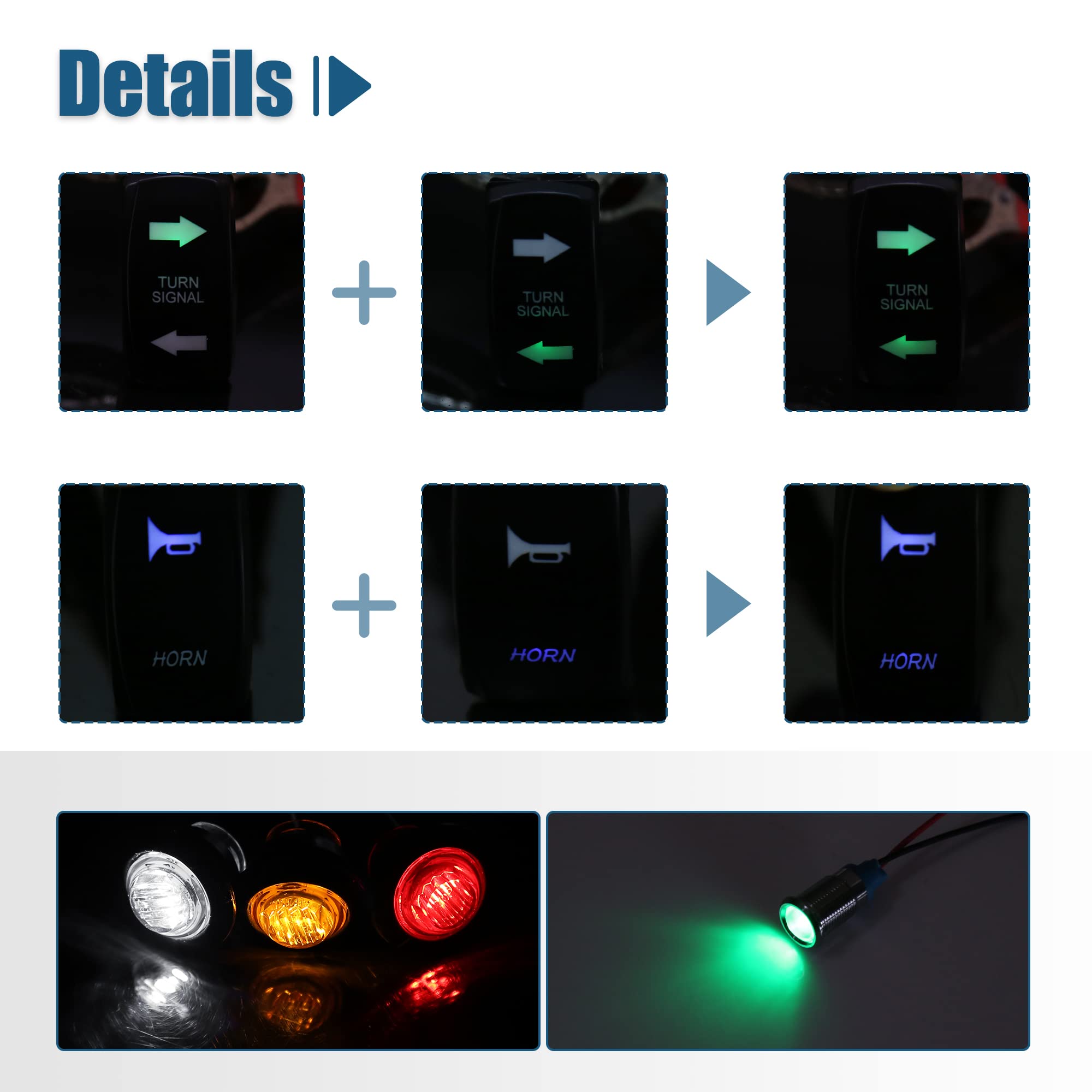 LUZ×RODA PEACE ONE XIX L/S PRA SET X AUTOHAUX 1 conjunto universal de luzes LED de seta para rua com