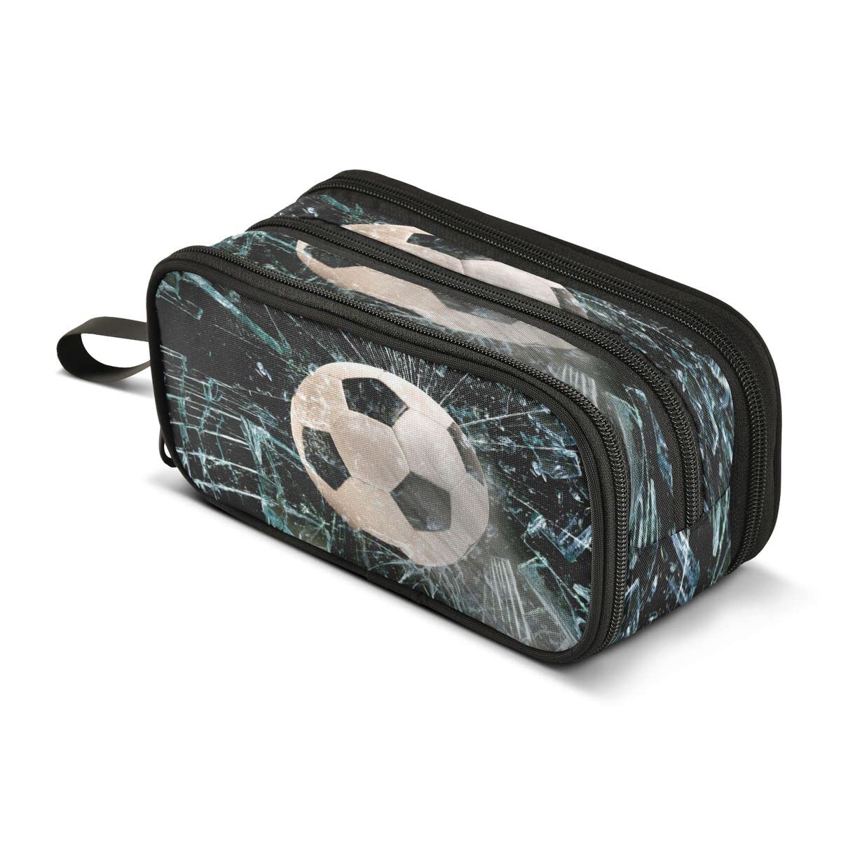 Estuche grande de cristal con 3 compartimentos para bolígrafos, para escuela, universidad, escuela, bolsa de almacenamiento portátil para niñas y niños