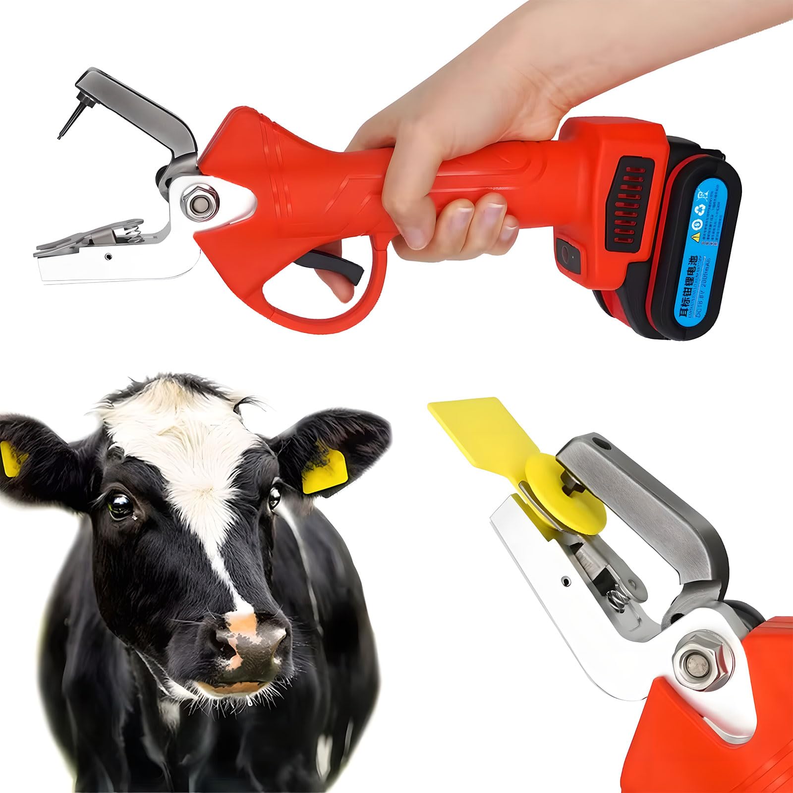 MRKU Ear Tag Pliers,Cordless Livestock Tagging Tool Cattle,Sheep,Pig Electric Plier-Rechargeable Batteries and Automatic Rebound Feature