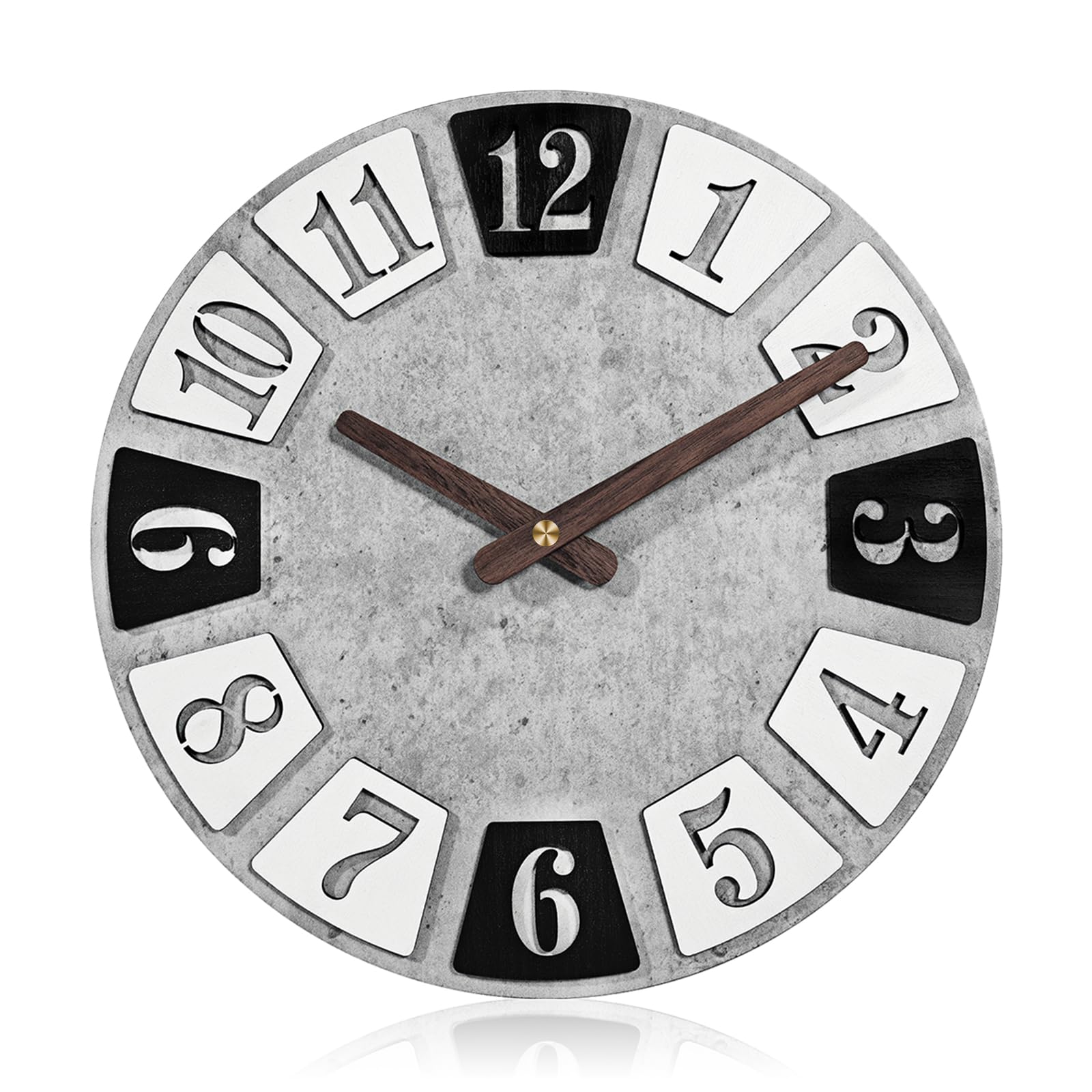 Reloj De Pared Vintage Grande Sin Ruido De Tictac Para Salón, Cocina, Dormitorio, Oficina - Gris 30 Cm
