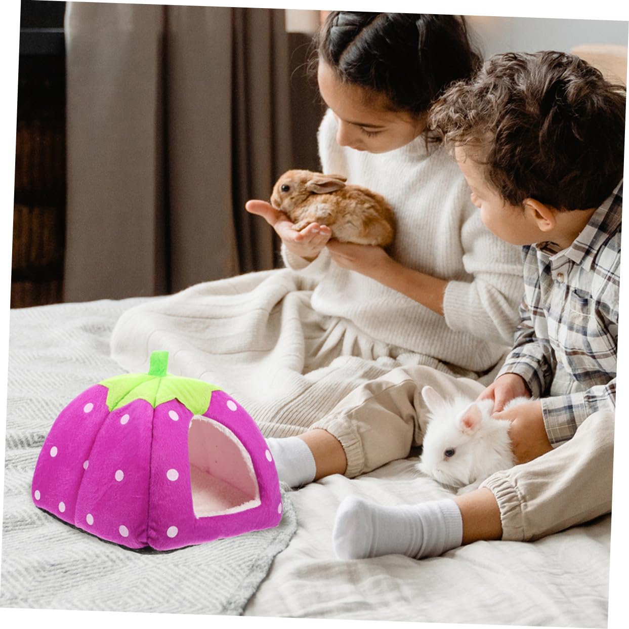 VANZACK Casa para Hámster Doméstico Forma de Caricatura, Cama Confortable para Chinchillas y Hurones, Tela Suave y Diseño Adecuado para Decoración y Juego