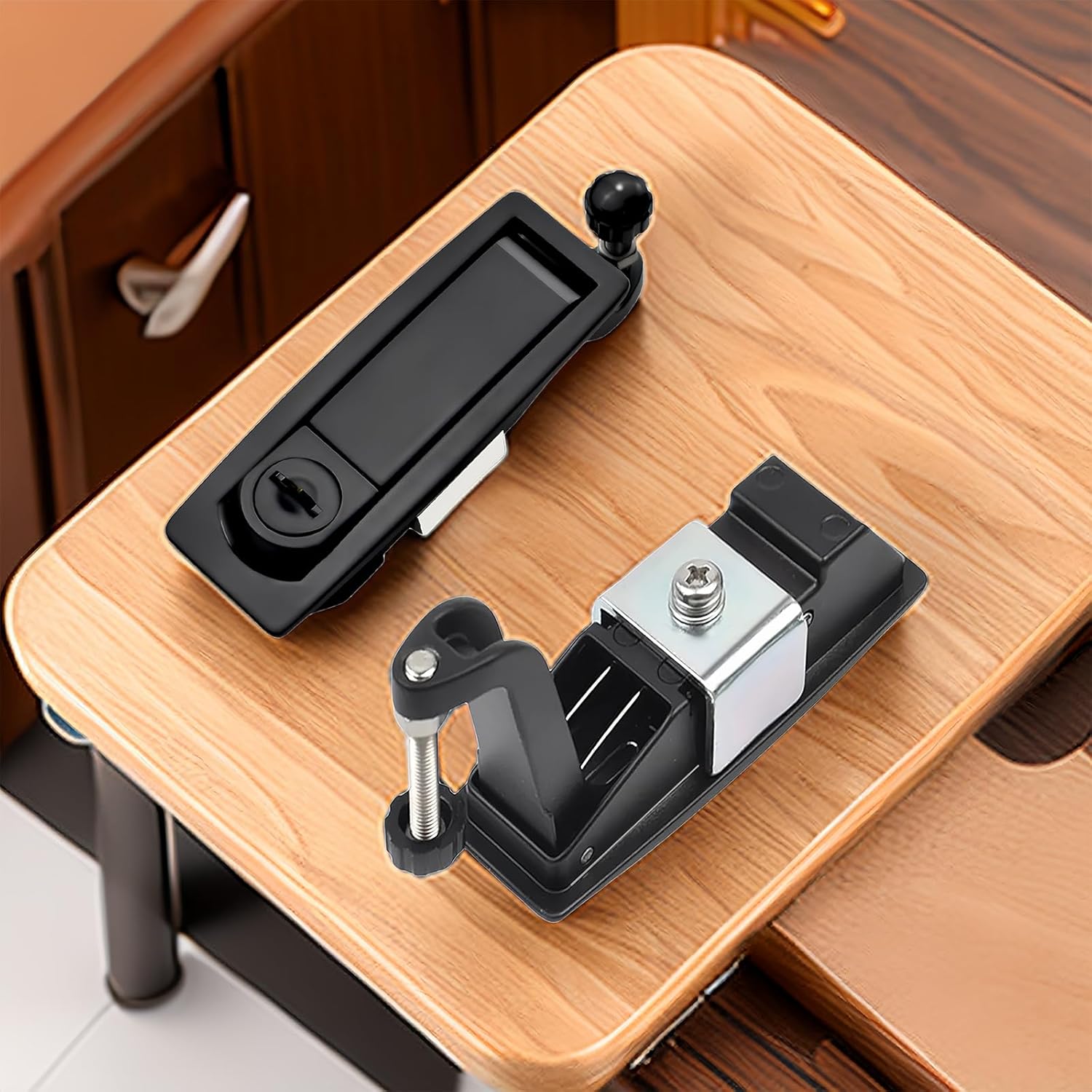 evan Compression Latch with Key, Zinc Alloy Compression Locks, Flush Mount Trigger Latches, Adjustable Lever Compression Lock for RV, Trailer, Truck, Storage Box, Mailbox, Tool Box, 4 Pack
