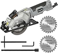 Inequalit Mini Circular Saw 4Amp 3500RPM Corded - 4-1/2" 24T Blades, Laser Guide, Rip Guide, 1-11/16" Depth Cut