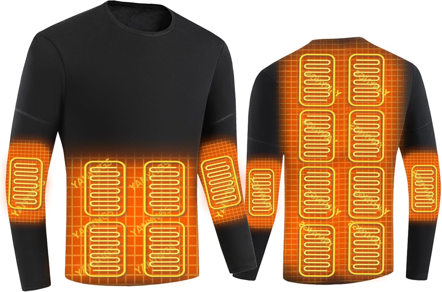 Men's Heating Underwears Shirt, Electric Thermal Underwears Top Winter Warm Baselayer for Skiing, Hunting,Camping