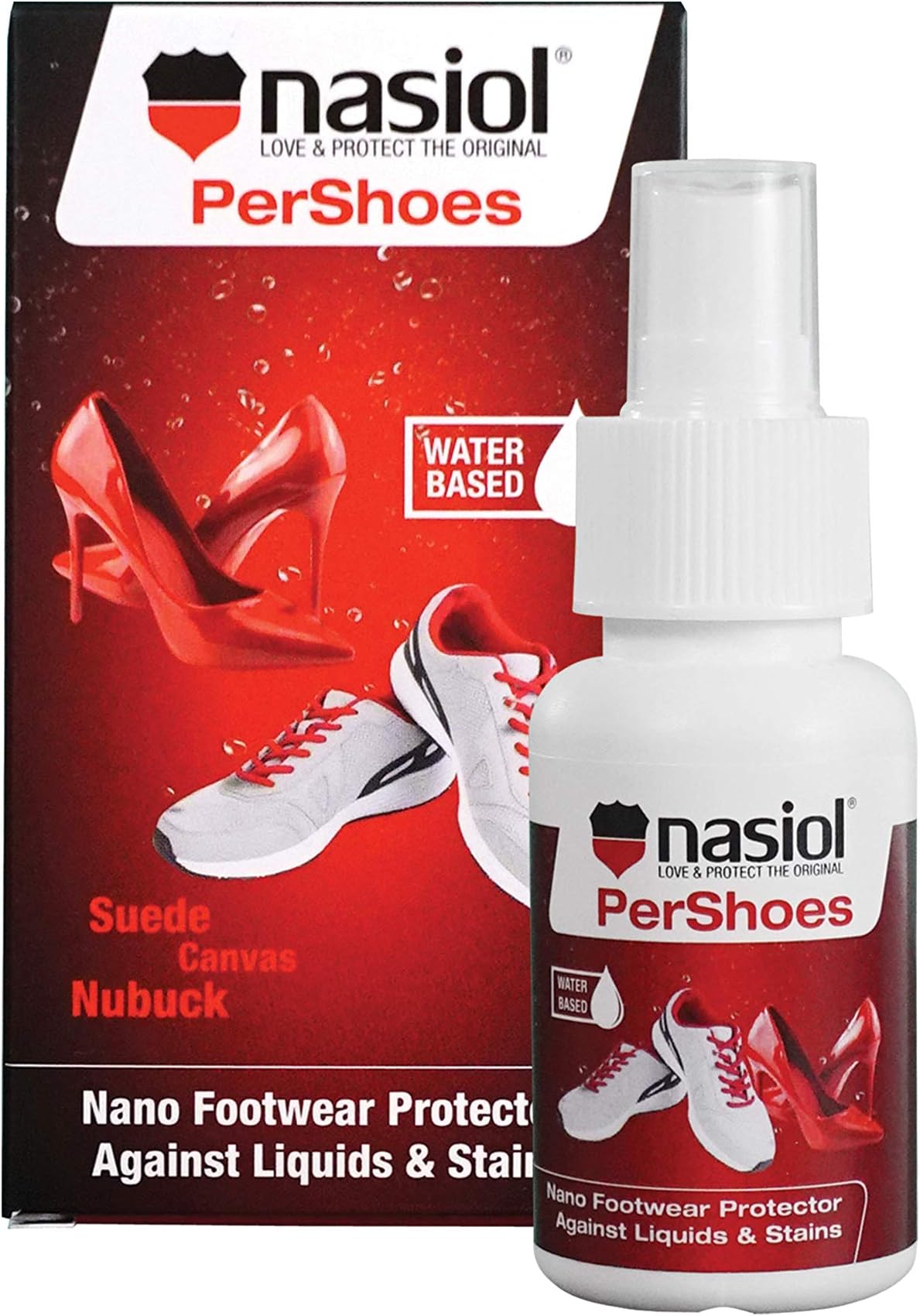 PerShoes Nano Shoe Waterproofing Protection Spray Suede Fabric and Nubuck Water Repellent Coating Hydrophobic Footwear Protector Against Liquids Rain & Stains Sneaker Fabric Guard, One Size