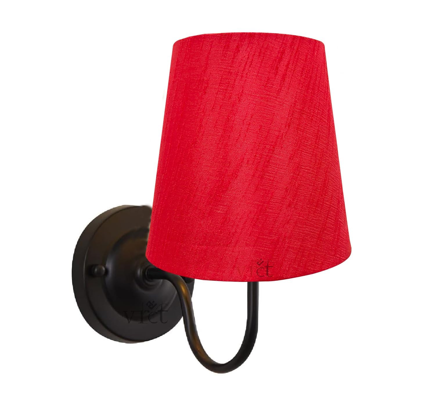 VRCT Wall Light with Fabric Shades, Indoor Wall Lamp Industrial Wall Light Bathroom Vanity Light Fixture, Black Sconces Wall Lighting for Bedroom Living Room Pack of 1 Red