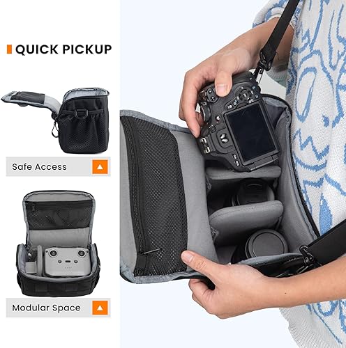 Miniatura 3 de TARION Bolsa para cámara DSLR, bolsa de mensajero pequeña para cámara DSLR, bolsa de hombro para cámara, bolsa para dispositivos, bolsa cruzada para